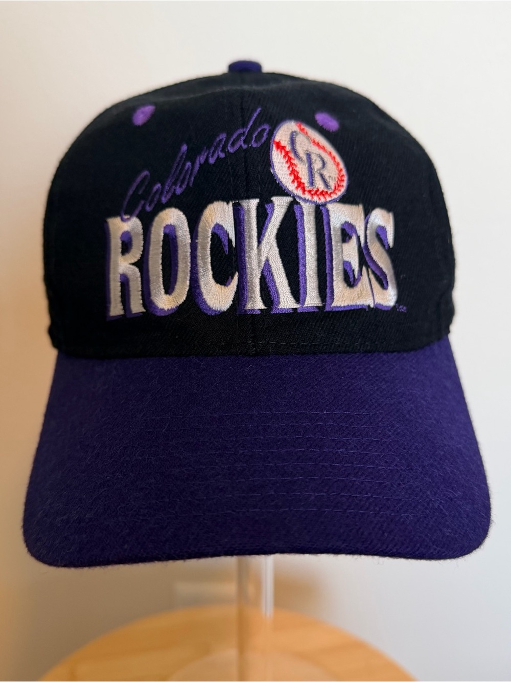 Vintage 1993 Colorado Rockies Fitted Hat 6 7/8 Annco MLB Inaugural Cap Purple